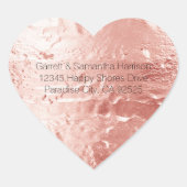 Pink Champagne Rose Glam Wedding Herz-Aufkleber (Vorderseite)