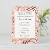 Pink Champagne Rose Glam Zebra Einladung (Stehend Vorderseite)