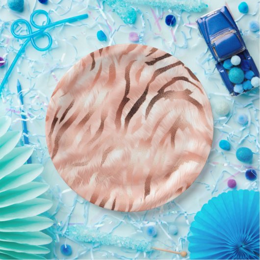 Pink Champagne Rose Glam Zebra Pappteller (Party)