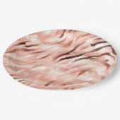 Pink Champagne Rose Glam Zebra Pappteller (Schrägansicht)