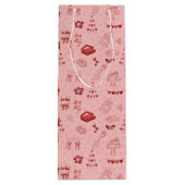 Pink Champagne Tower Galentine Doodle Pattern Geschenktüte Für Weinflaschen (Rückseite)