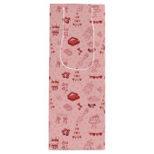 Pink Champagne Tower Galentine Doodle Pattern Geschenktüte Für Weinflaschen (Vorderseite)