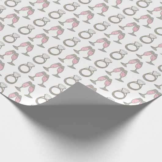 Pink Champagne Wedding Diamond Ring Bride Geschenkpapier (Ecke)