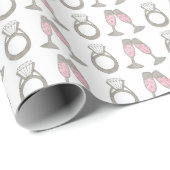 Pink Champagne Wedding Diamond Ring Bride Geschenkpapier (Rolleneckpunkt)