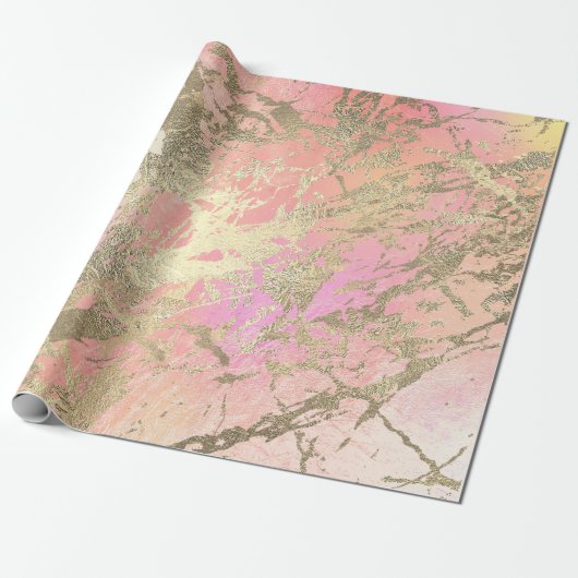 Pink Champaigne Gold Marmorpeach Metallic Stroke Geschenkpapier (Ungerollt)