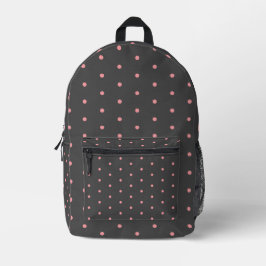 Pink & Charcoal Polka Dot Backpack – Modern Style Bedruckter Rucksack