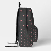 Pink & Charcoal Polka Dot Backpack – Modern Style Bedruckter Rucksack (Links)