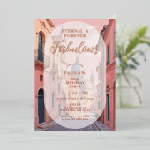 Pink Charming Ancient Cityscape Oval Translucent  Folieneinladung (Stehend vorne)