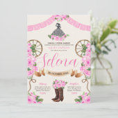 Pink Charro Quinceanera Papel Picado Western Rose Einladung (Stehend Vorderseite)