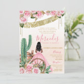 Pink Charro Western Floral Beautiful Cacti Ruhe Einladung (Stehend Vorderseite)