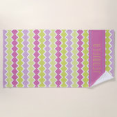 Pink Chartreuse Yellow Geometric Pattername Strandtuch (Vorderseite)