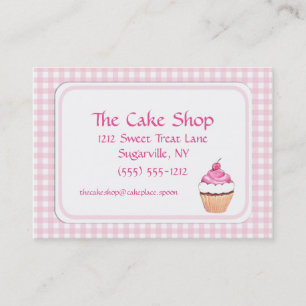Pink Check Cake Shop Bäcker Bäckerei Visitenkarten Visitenkarte