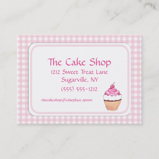 Pink Check Cake Shop Bäcker Bäckerei Visitenkarten Visitenkarte (Vorderseite)
