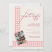 Pink Check Minimal Elegant Typography Galentine's Einladung (Vorderseite)