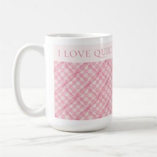 PINK CHECK QUILT Hochweisse Tasse + Text / Pink