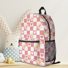 Pink Checked Backpack Bedruckter Rucksack