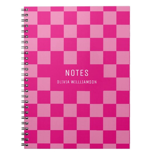 Pink Checked Name Notizblock (Vorderseite)