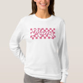 Pink Checked Retro Mama T-Shirt (Vorderseite)