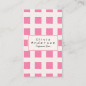 Pink Checked Trendy Boho Funky Girly QR Code Visitenkarte (Vorderseite)