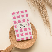 Pink Checked Trendy Boho Funky Girly QR Code Visitenkarte