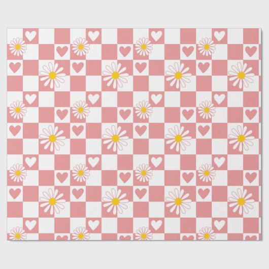 Pink Checked Wrapping Paper Geschenkpapier (Flach)