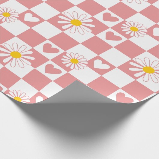 Pink Checked Wrapping Paper Geschenkpapier (Ecke)
