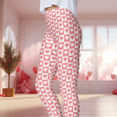 Pink Checkerboard Herz Valentinstag Leggings
