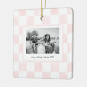 Pink Checkerboard Personalized Photo Keramikornament (Links)