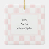 Pink Checkerboard Personalized Photo Keramikornament (Rückseite)