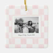 Pink Checkerboard Personalized Photo Keramikornament (Vorderseite)
