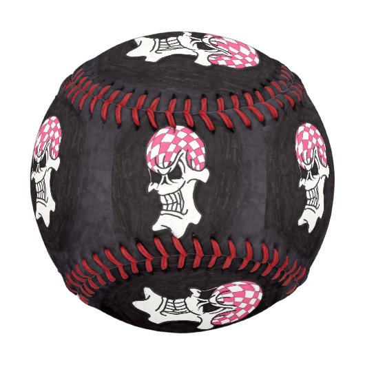 Pink Checkerboard Skull Baseball (Vorderseite)