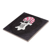 Pink Checkerboard Skull Keramik Tile Fliese (Seite)