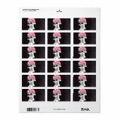 Pink Checkerboard Skull Labels Adressaufkleber (Vorne)