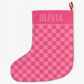 Pink Checkerboard Weihnachts-Strumpf Großer Weihnachtsstrumpf (Rückseite)
