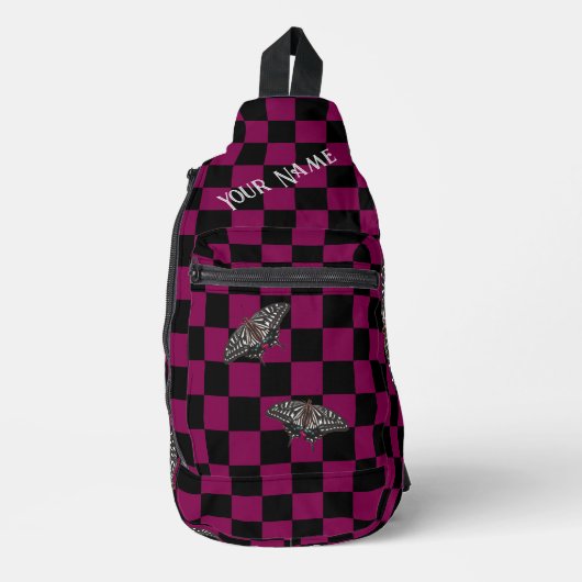 Pink Checkered Backpack HAMbyWG Crossbody Bag (Vorderseite)