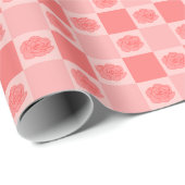 Pink Checkered Floral Geschenkpapier (Rolleneckpunkt)
