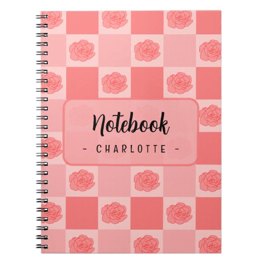 Pink Checkered Floral Notizblock (Vorderseite)