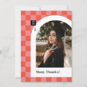 Pink Checkered Foto Abschluss Danke Karte (Vorderseite)