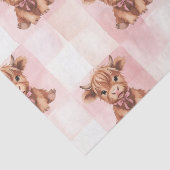 Pink Checkered Highland Cow Cute Gift Wrap Seidenpapier (Ausschnitt)
