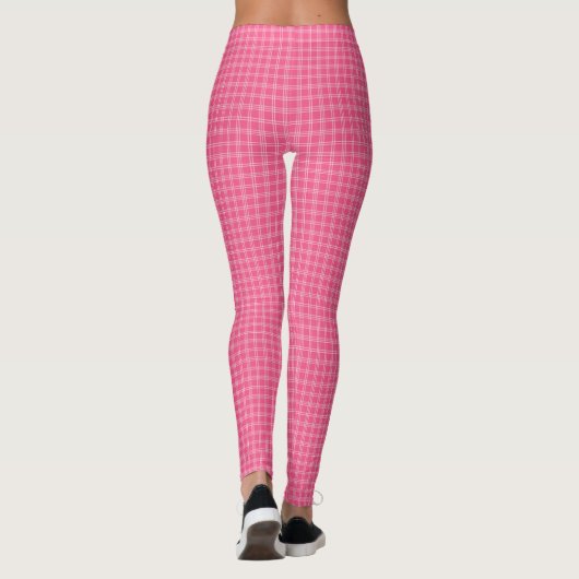 Pink checkered leggings displayed front and back  (Rückseite)