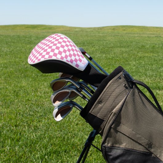pink checkered monogram golf headcover (In SItu)