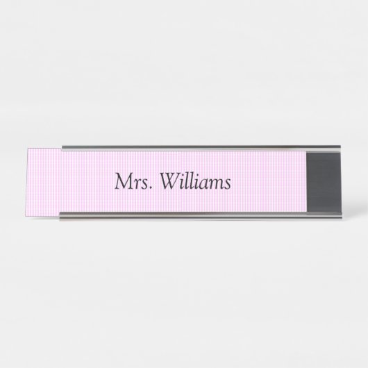 Pink Checkered Name Plate Schreibtischnamensplakette (Vorderseite )