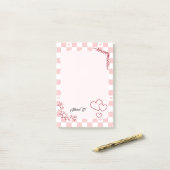 Pink Checkered Pattern Background Notes Post-it Klebezettel (Auf Schreibtisch)