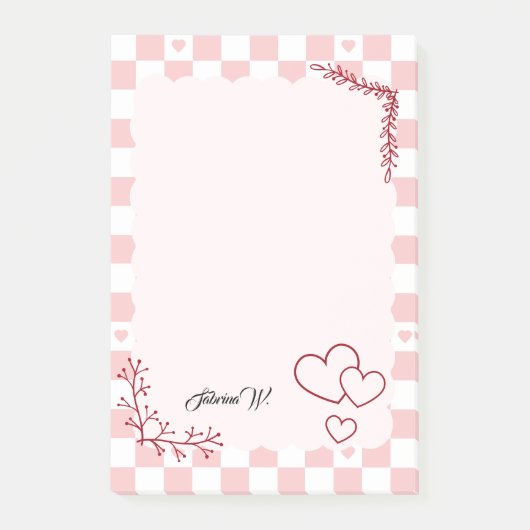 Pink Checkered Pattern Background Post-It Notes Post-it Klebezettel (Vorderseite)