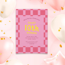 Pink Checkered Pattern Niedlich Girl Geburtstag