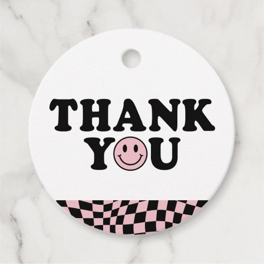 Pink Checkered Preppy Lächeln Geburtstag Vielen Da Geschenkanhänger (Vorderseite)