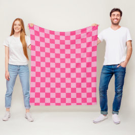 Pink Checkered Print Fleecedecke