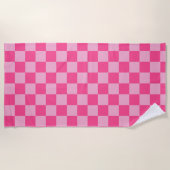 Pink Checkered Print Strandtuch (Vorderseite)
