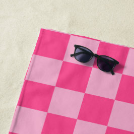 Pink Checkered Print Strandtuch
