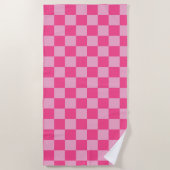 Pink Checkered Print Strandtuch (Vorderseite)
